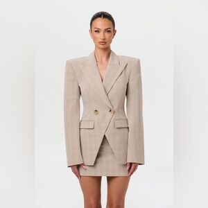 Naked Wardrobe Pattern Suiting Double Breasted Blazer Size XL